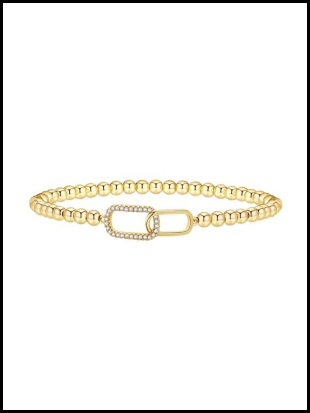 14K Gold Plated Beaded Bracelets for Women Stackable Stretch Bracelet Non